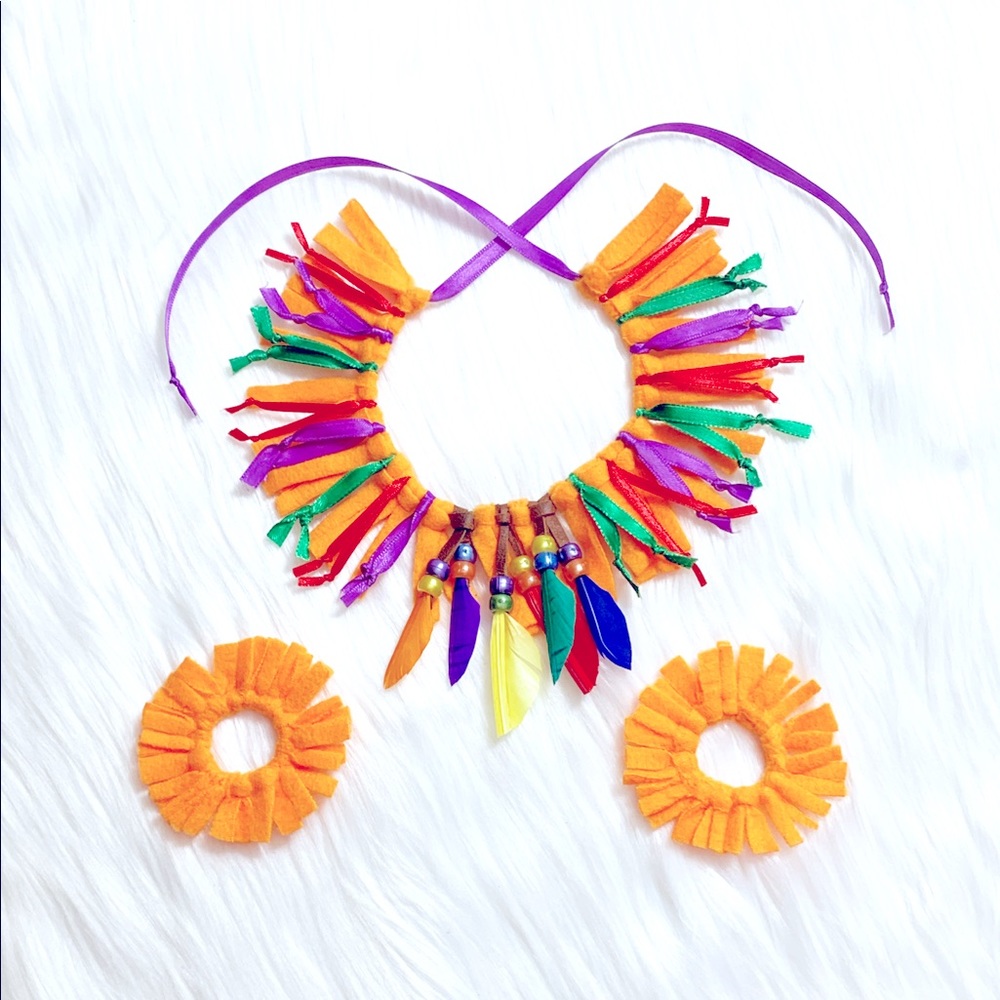 Little Indian Dog Costume With Necklace And Fringe Anklets